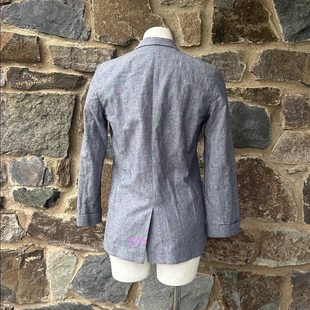 J. Crew Shawl Collar One Button Blazer Jacket in Gray/Blue Size 2